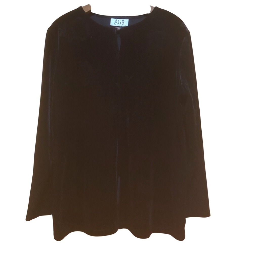 AGB‎ Black Velvet Tunic XL Rose Embossed Jacquard Print Holiday Witch Whimsigoth